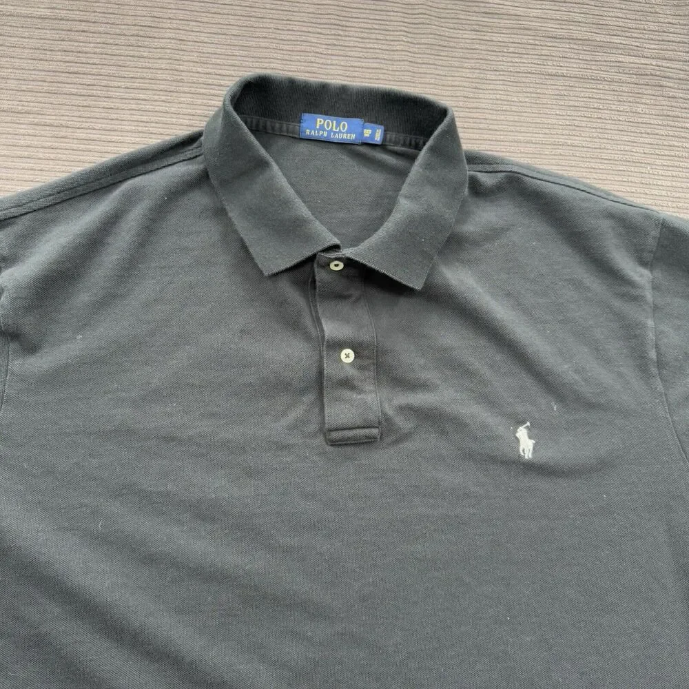 Polo Ralph Lauren‎ Polo Shirt Men 3XB Black Cotton Short Sleeve Golf Golfing.